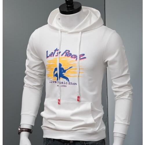 Lets Rock Hoodie Men Printed Oversized Hooded Sweatshirt Autumn Winter Hip Hop Streetwear Cotton Hoody