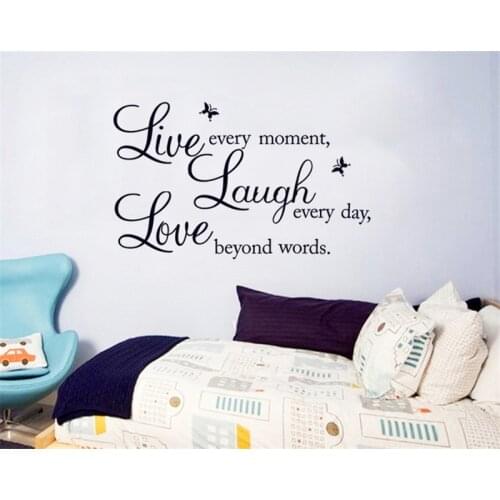 Creative Vinyl DIY Live Laugh Love Quotes Letters Wall Sticker Living Room Home Decor Removable PVC Art Wall Decals Gift