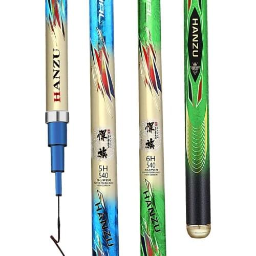 3.6m-7.2m Fishing Canne 5H 6H Hardness Carp Fishing Pole High Carbon Fiber Black Pit Fishing Rod Long Section Hand Olta De Pesca