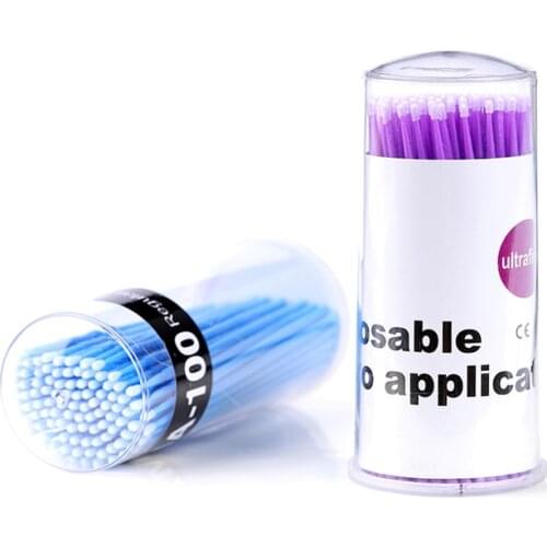 100pcs/Box Cotton Swabs Eyelashes Extensions Tool Cotton Colorful Cleaning MicroBrush Eyelash Applicator Makeup Remove Tools