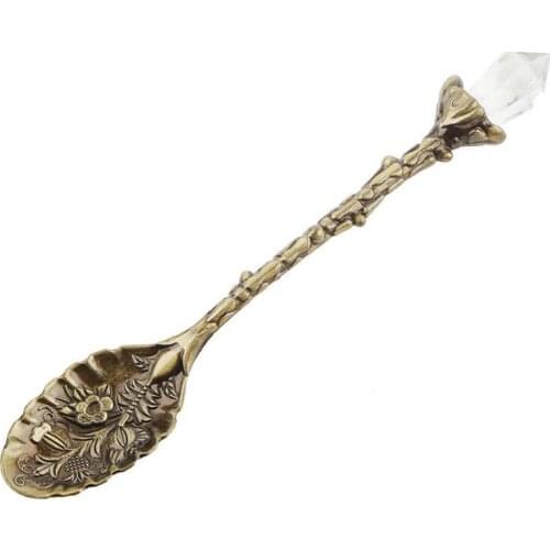 Vintage Pattern Shaped Coffee Spoon Dessert Spoon Dessert Scoop for Kitchen Dining Bar Condiment or Spice