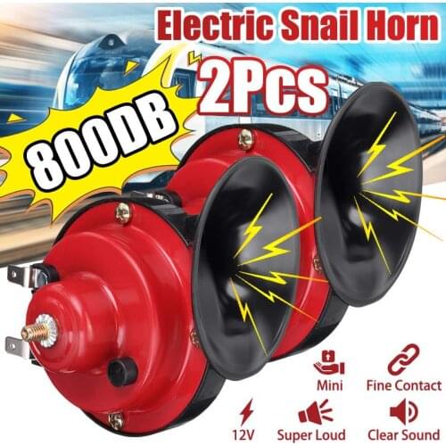 NEW 2PCS 800DB Loud Car Air Horn 12V Trumpet Super Train Horn for Trucks Vehicle Horn Dual-tone Electric Snail Air Horn Whistle