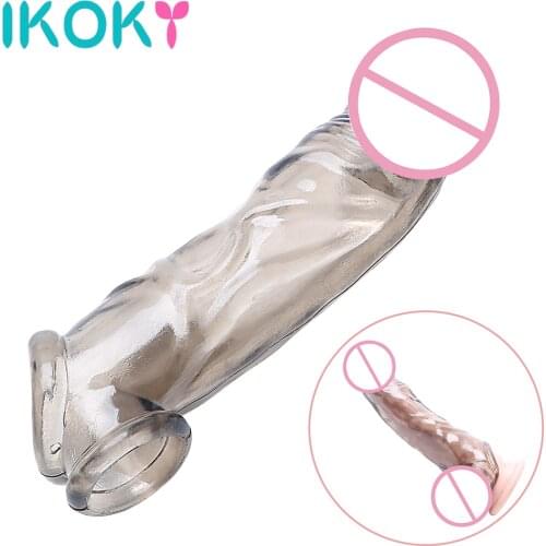 IKOKY Thick Penis Sleeves Penis Ring Cock Ring Reusable Condom Penis Extension Enlargement Delaying Ejaculation Sex Toys for Men