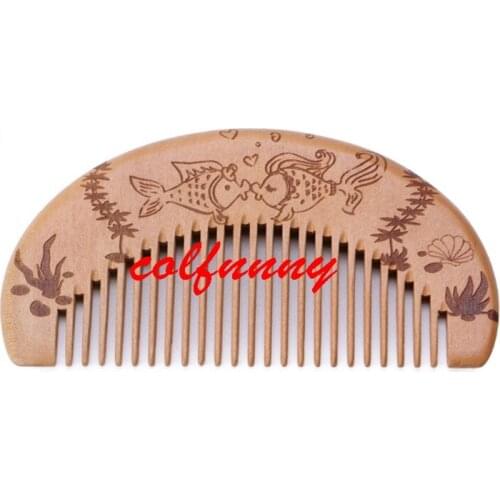 500pcs/lot Fast shipping Customized Your Logo Peach Wood Comb Beard Comb. Size:9*5.8cm