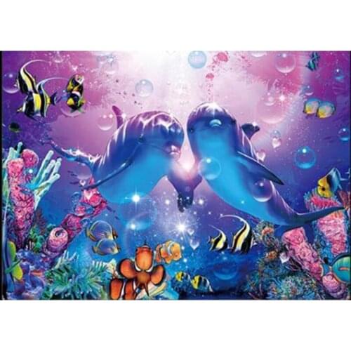 Diamond Painting Accessories Square/Round Dolphin Picture Of Rhinestones Diamond Mosaic Landscape Diamond Art TT696