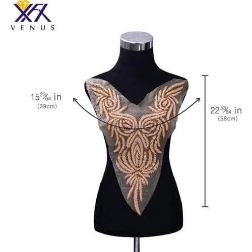 XFX VENUS 1 PC Sew-on Rhinestone Patches Beads Pearls Applique Garment Embroidery Patches For Costume Party Wedding Dress