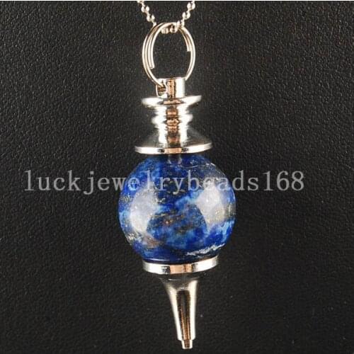 Free Shipping Women Fashion Jewelry Genuine Lapis Lazuli Pendulums Ball Necklace With Chain 1pcs C3221