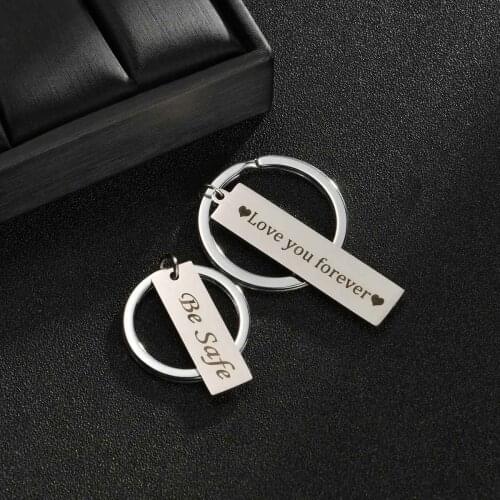 Custom Keychain Personalized Engrave Name Bar Tag Keychian For Women&Men Silver Color Stainless Steel Key Chains Jewelry Gifts