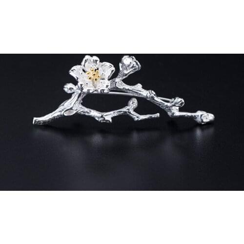 Chinese Style Pin 925 Sterling Silver Brooch Plum Blossom Flower Hanfu Accessories Pins Fine Jewelry Luxury Gift Office Wear