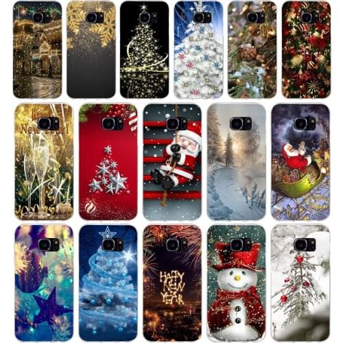 265H happy New Year merry Christmas Tree Snow Soft TPU Silicone Cover Case for samsung Galaxy s6 s6 s7 edge s8 s9 plus case