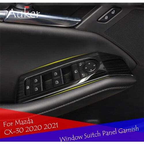 For Mazda CX-30 2020 LHD Stainless Steel Window Switch Panel Adjust Cover Trim Stickers Strips Garnish Decoration Car Styling
