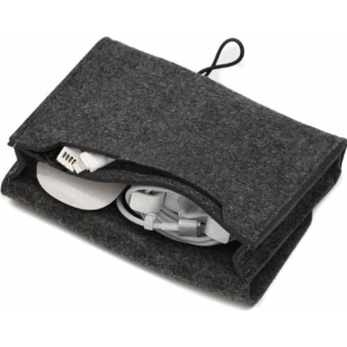Mini Felt Pouch Electronic Gadget Organizer Travel Portable Power Bank Storage Felt Bag Data Cable Earphone Mouse Protector Bag