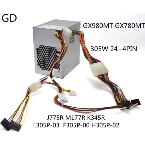 GD Original For DELL OptiPlex GX980MT GX780MT Power Supply 305W 24+4PIN J775R M177R K345R L305P-03 F305P-00 H305P-02