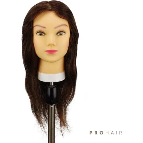 Mannequin-Head 40CM100% Human Hair Dark Brown Training Head Female Hairdressing Practice Training Doll Head Mannequin Wig head