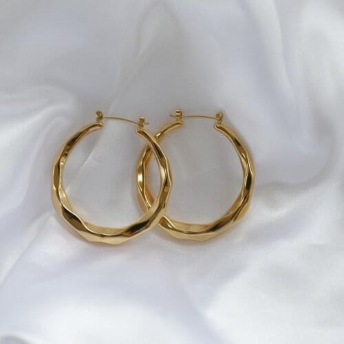Joolim High Quality PVD Plated Hollow Big Hoop Earring Drop Shipping Jewelry Supply