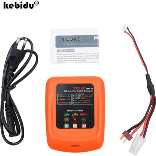 Kebidu 100V-240V TE3AC 25W/3A Professional Balance Charger for 2S 3S LiPo/2S 3S LiFe/1-8S NiMH Battery