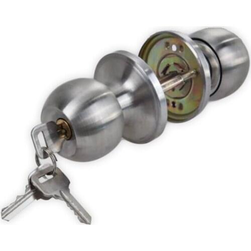 Stainless Round Door Knobs Rotation Lock Knobset Handle Stainless Steel Door Knob with Key for Bedrooms Living Rooms Bathrooms