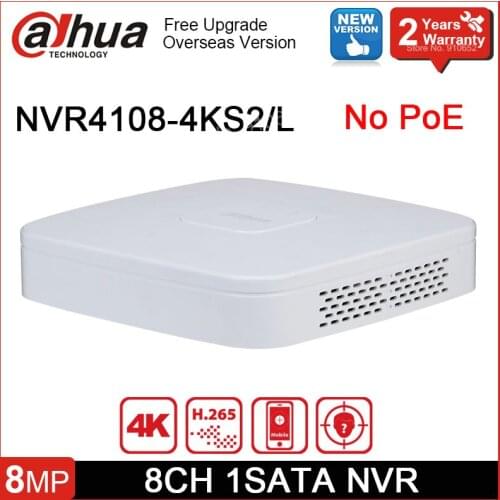Dahua 8CH NVR NVR4108-4KS2 8MP Resolution 8 Channel Smart 1U 4K&H.265 Lite Network Video Recorder with logo