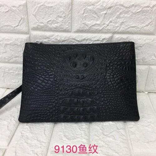 Crocodile pattern cowhide Leather mens clutch bag mens handbag men mobile phone bag card holder wallet business men purse
