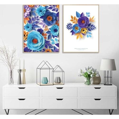Nordic Flower Canvas Wall Art Painting Modern Abstract Home Decor Scandinavian Posters for Living Room Frameless Picture