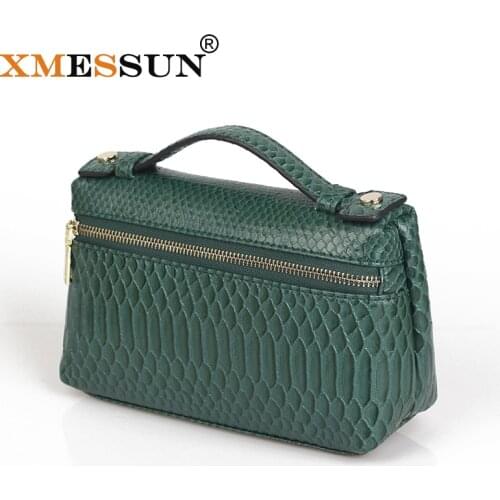 XMESSUN 2021 New Fashion Python Pattern Leather Bags Cow Leather Clutch Bag Designer Handbag Purse Trendy Bag INS