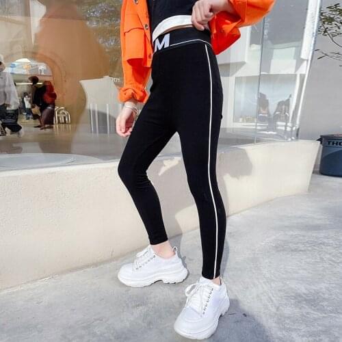 New Baby Girls Pants Skinny Cotton Leggings Side Stripe Pencil Pants Slim drawers Stretch High Waist Trousers Childrens Clothes