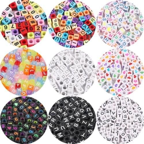 New Fashion 100Pcs Acrylic Mixed Square Alphabet Number Beads Charms For Jewelry Making DIY Bracelet Necklace
