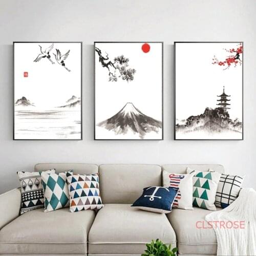 Chinese Style Poster Black White Ink Landscape Canvas Painting Modern Home Decoration Wall Art Pictures For Living Room No Frame