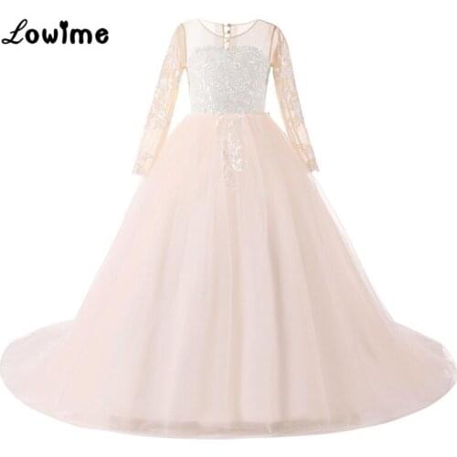 Applique Flower Girl Dresses First Communion Dresses For Girls Children Evening Gowns Vestido De Daminha 2018 Real Image Cheap