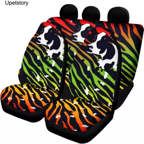 Full Set Front Seat and Back Seat Cushion Protector Custom Universal Fit Cow Print Car Seat Covers Interior Accessories
