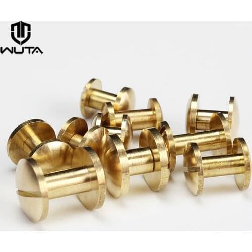WUTA Brass Arc Belt Screw Stud Double Curved Head Chicago Nail Rivet For Leather Craft DIY Belt/strap Accessories-Multi-size