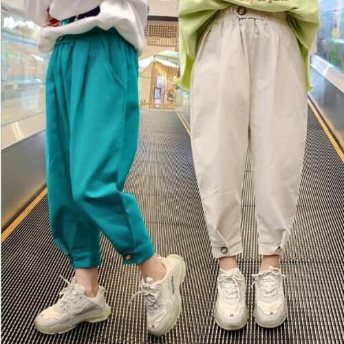 Children Clothing Girls Pants Cotton Pants Multi-pocket Girls Sweatpants Elastic Waist Harem pants Kids Children Hip-hop 10 12T