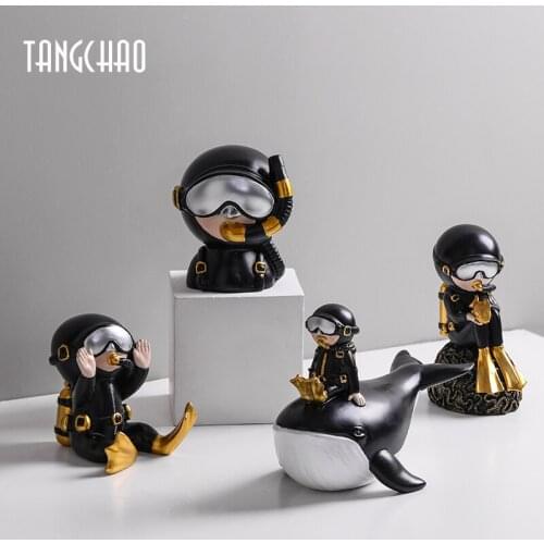 Resin Diver Figurine Creative Statue Home Decor Modern Sculpture Living Room TV Cabinet Office Desk Decoration Accessories