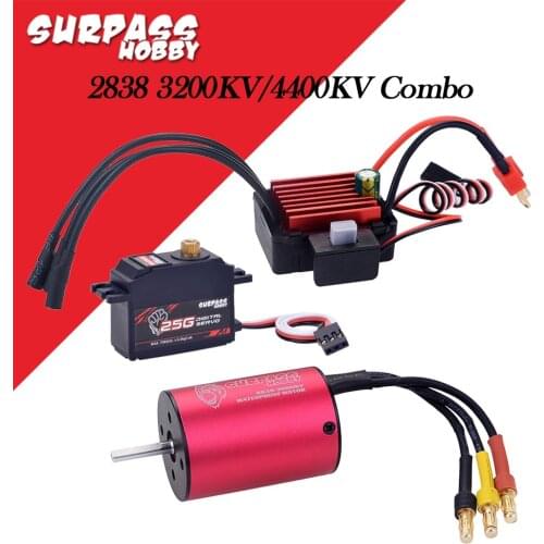 SURPASSHOBBY KK Combo 2838 3600KV Brushless Motor w/ 35A ESC + S0025M 25G Servo 2S 3S for 1/14 1/16 RC Off-road On-road Car