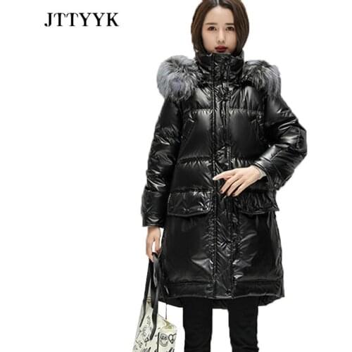 Warm Hooded Women Duck Down Jacket Winter Clothing Female Woman Parka With Natural Fox Fur Collar Long Puffer Coat Snow Overcoat