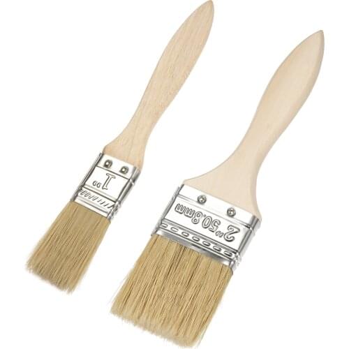 Uxcell 1 Set Paint Brushes Reusable Wooden Grip Metal Ferrule Boar Bristle for Painting Staining and Applying Adhesives