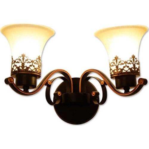 Vintage European Creative Corridor Wall Lamps Mirror Front Glass shade balcony Wall Lighting Fixtures Stair Hallway Wall Lights