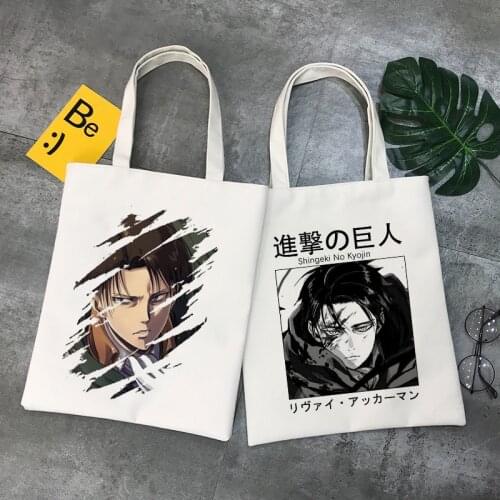 Japanese Anime Bags Shopper Bags Aot Levi Attack On Titan Tote Bag Shingeki No Kyojin Shopping Bag Shoulder Bag Canvas Handbag