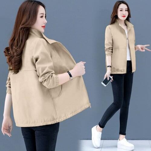 Women Short Jacket Plus Size 2021 Spring Autumn New Korean Long Sleeve Thin Baseball Coat Casual Loose Female Windbreaker H1378