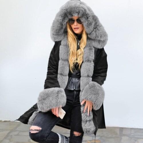 2019 Women Outwear Thick Parkas Luxurious Large Fur Collar Liner Coat Warm Long Winter Jacket Winter Top Ey