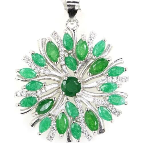 Guarantee Real 925 Solid Sterling Silver 5.3g Golden Citrine, White CZ Womans Pendant 35x29mm