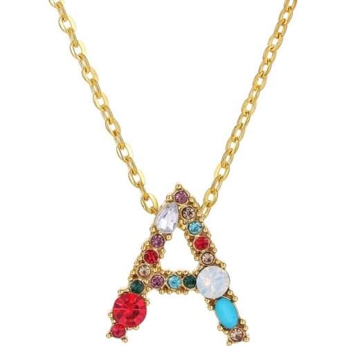 Multicolor charm Gold micro pave zircon initial 26 letter necklaces Couple Name necklace Christmas gift long pendant necklace