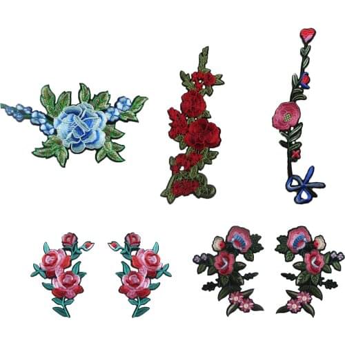 Mixed Cheap flowers Embroidered Patches For Clothes Stickers Iron On Applique Patch Badge For Clothing Accessories C5394-C5453