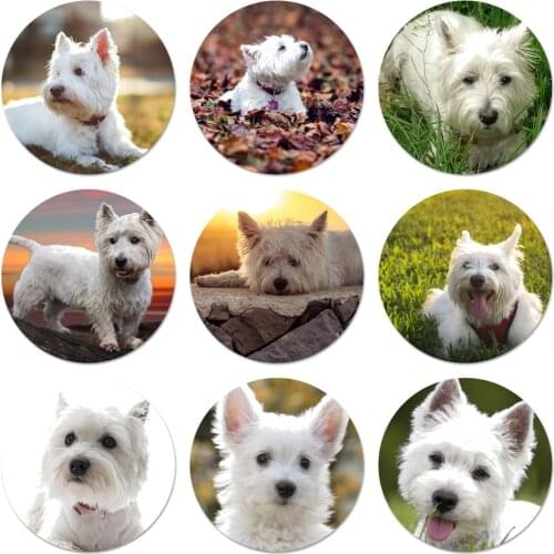 58mm West Highland Terrier Westie Dog Icons Pins Badge Decoration Brooches Metal Badges For Clothes Backpack Decoration