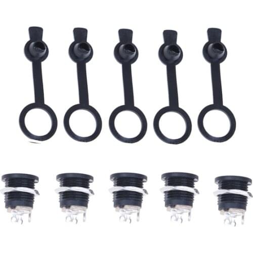 1set DC 5.5*2.1 / 5.5*2.5mm DC Power Socket/ DC Connector Panel Mounting With Waterproof Cap