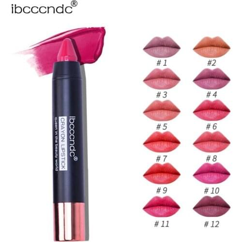12 Color Matte Lipstick High Gloss Lip Make Up Sexy Nude Red Lips Crayons Long Lasting Waterproof Lipsticks Cosmetics T1275