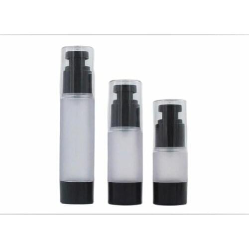 15ml round head frosted plastic black airless bottle eye essence serum/lotion/emulsion liquid foundation skin cosmetic packing