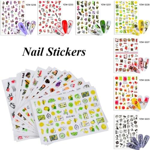2021 Fruit Designs Nail Stickers NEW Summer Orange Lemon Strawberry Adhesive Decals Wraps Slider Decoration Manicure Tools Hot