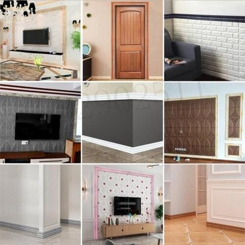 3D Waterproof Bedroom DIY Home Decor PE Foam Self Adhesive Molding Trim Easy Apply Tile Wall Sticker Border Top Corner Line