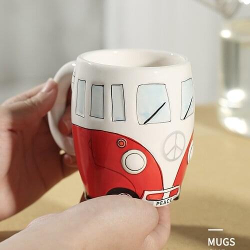 Tasse 450ml hand-painted cartoon bus cartoon new creative mug/chocolate/tea/milk/coffee cup/best gift for children, friends